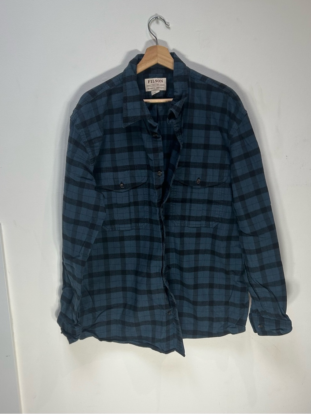 Filson Blue and Black Plaid Shirt